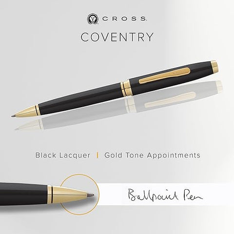 cross coventry black lacquer with gold-tone ballpoint pen