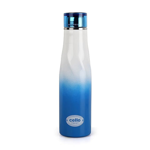Cello Twist Stainless Steel Double Walled Water Bottle, Hot and Cold, 600ml