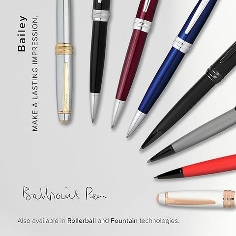 cross balley ballpoint pen black chrome