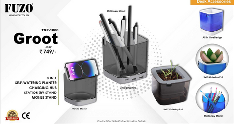 Groot - 4 in 1: Self-Watering Planter | Charging Hub | Stationery Stand | Mobile Stand