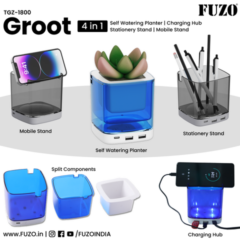 Groot - 4 in 1: Self-Watering Planter | Charging Hub | Stationery Stand | Mobile Stand