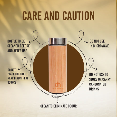 Personalized Bamboo Bottle Stainless Steel Vacuum Insulated - 500 ML