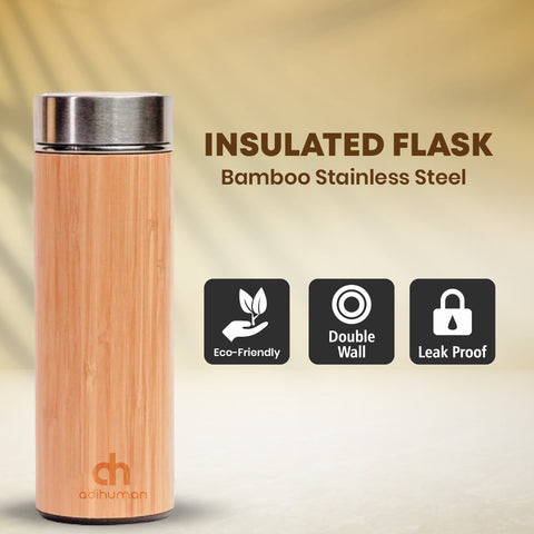 Personalized Bamboo Bottle Stainless Steel Vacuum Insulated - 500 ML