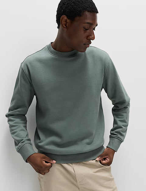 Cotton Rich Relaxed Fit Crew Neck Sweatshirt