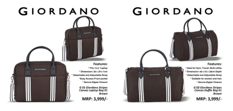 Glordana Stripes Canvas Laptop & duffle Bag Brown Combo with Box