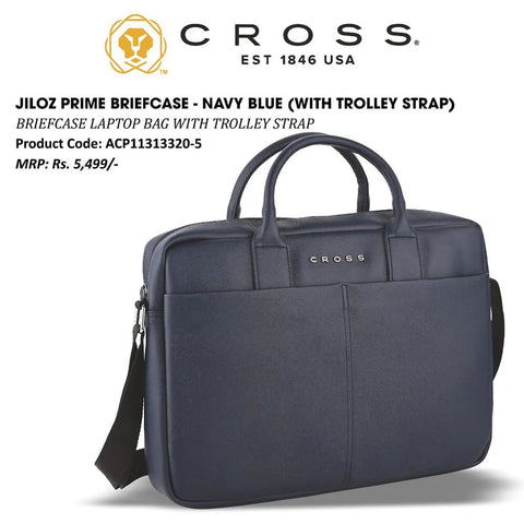 jiloz prime briefcase navyblue with trolley strap