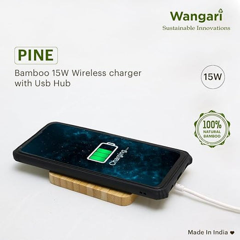 Pine 15 watt Wireless Charger with Usb Hub