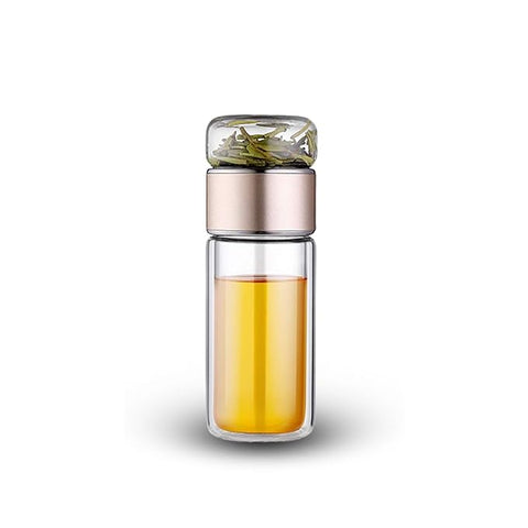 350ML Double-Layered Insulated Glass Tea Infuser Bottle
