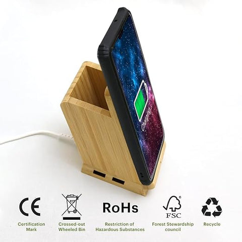 Maple Wireless Charger with Usb & Pan stand