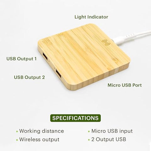 Pine 15 watt Wireless Charger with Usb Hub