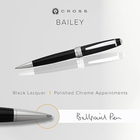 cross balley ballpoint pen black chrome