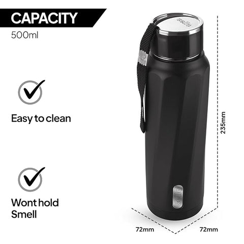 CELLO Puro Steel-X Turbo 600 Inner Steel Insulated Water Bottle 500 ml