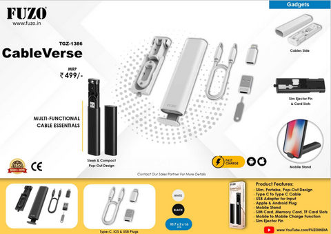 CableVerse  Multi-Functional Cable Essentials with Mobile Stand