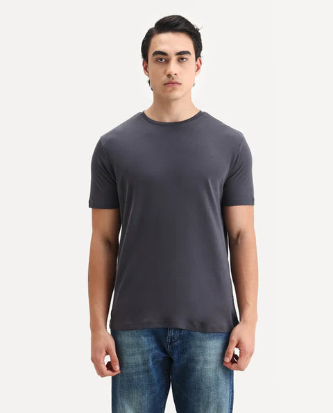 Rare Rabbit GUILD CASUAL - GIS-1 - BLACK SLIM FIT PLAIN T-SHIRT