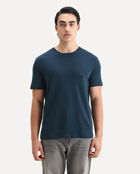 Rare Rabbit GUILD CASUAL - GIS-1 - BLACK SLIM FIT PLAIN T-SHIRT