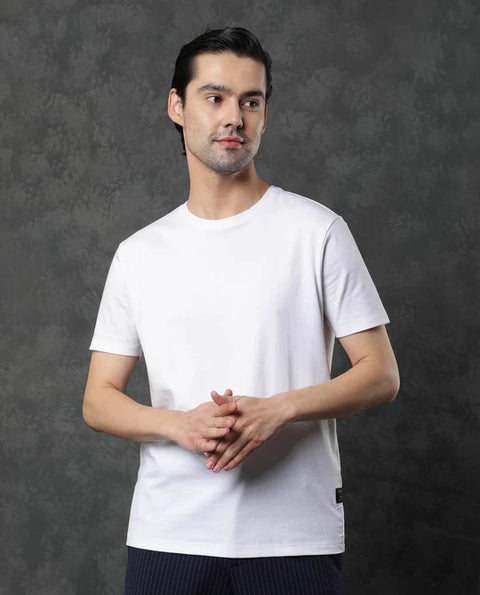 Rare Rabbit GUILD CASUAL - GIS-1 - BLACK SLIM FIT PLAIN T-SHIRT