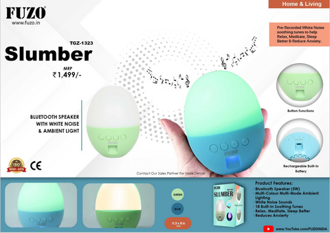 Slumber 2.0 - 5 in 1: Speaker | White Noise | Ambient Light | Mobile Stand | Stationery Stand