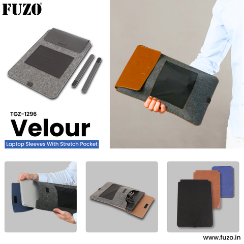 Velour  Laptop Sleeves with Stretch Pocket