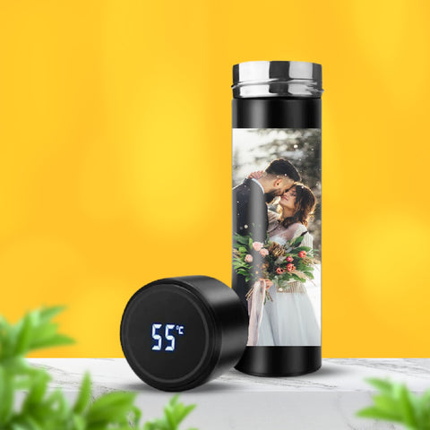 Personalized Stainless Steel Led Temperature Water Bottle - 500 Ml
