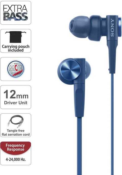 Sony MDR-XB55AP Wired Extra Bass Earbud Headphones/Headset with Mic for phone Call