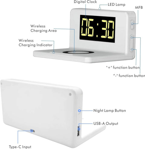 CIRI DESKTOP ALARM WITH WIRELESS CHARGER