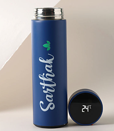 Personalized Stainless Steel Led Temperature Water Bottle - 500 Ml