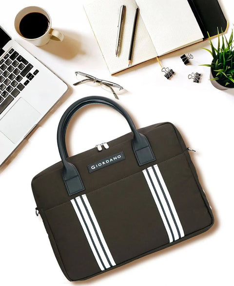 G 01 Glordana Stripes Canvas Laptop Bag 01 Brown