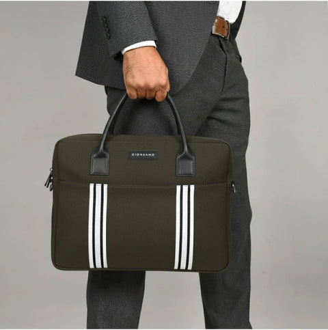 G 01 Glordana Stripes Canvas Laptop Bag 01 Brown