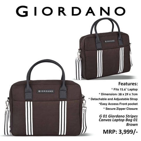 G 01 Glordana Stripes Canvas Laptop Bag 01 Brown