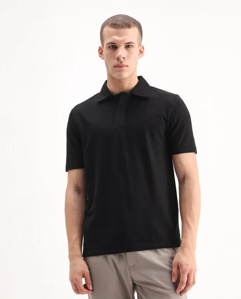 Rare Rabit ZENI - BLACK REGULAR FIT PLAIN POLO