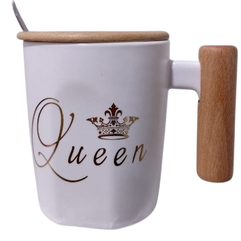 Fancy White and Golden Queen Text Tea Cup - Best for Gifting - adihuman